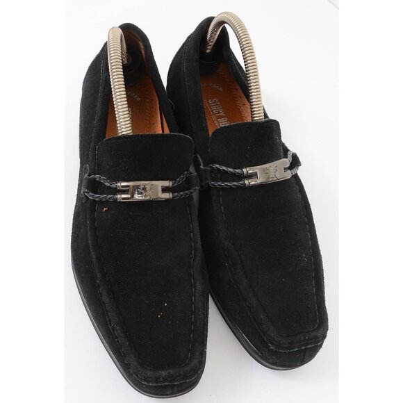 Stacy Adams Men's 8 Neville Black Suede Leather Moc-Toe Slip-On Loafers Preppy - Picture 2 of 10